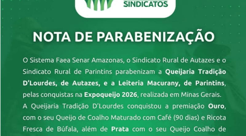 Mais uma grande vitória dos queijos do Amazonas registrada pela FAEA