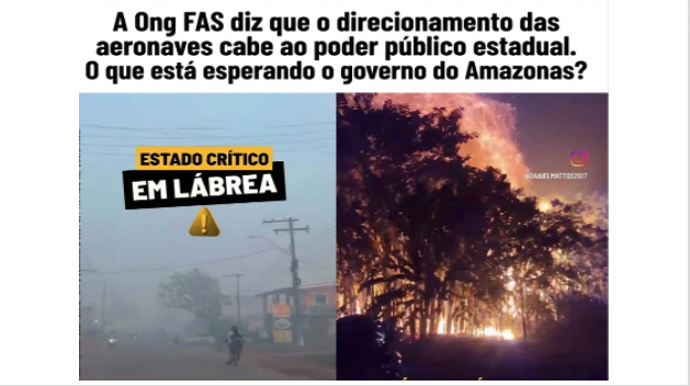 A Ong FAS diz que o direcionamento das aeronaves cabe ao poder público estadual. O que está esperando o governo do Amazonas?