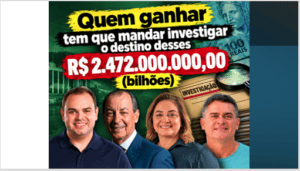 Quem ganhar tem que mandar investigar o destino desses R$ 2.472.000,00 (bilhões)
